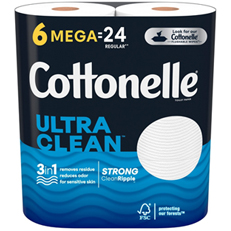 COTTONELLE ULTRA CLEAN TOILET PAPER 6 MEGA ROLLS